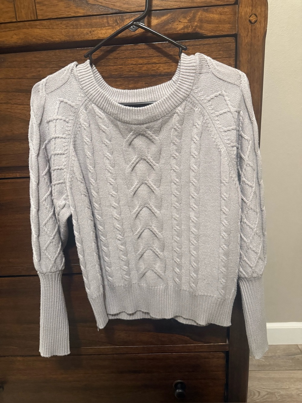 Premise Light Gray Cable Crewneck Sweater